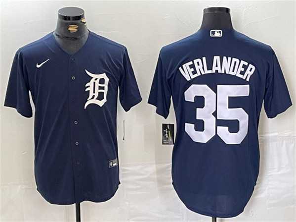 Men%27s Detroit Tigers #35 Justin Verlander Navy Cool Base Stitched Baseball Jersey